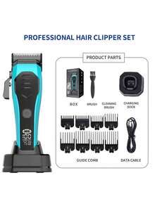 Professional Men's Hair Clipper - Dual Wired/Wireless Operation, Electric Trimmer Set, Suitable For Home And Barbershop, Equipped With LED Battery Display - Great Birthday Gift For Men, 1800mAh Battery Capacity - View 3