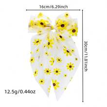 1pc New Large Bow Hair Clip, Sunflower Fresh Floral Mesh Long Ribbon Spring Clip, Cute Girl Hair Accessory, Valentine's Day Hair Accessory - Spring Clip - View 9