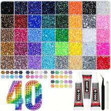 40,000pcs Jelly Color Rhinestones Assortment, Multi-Color 3mm Flat Resin Rhinestone Gems, Includes 3 Bottles Of 10ml B7000 Glue, Suitable For Diamond Painting Craft DIY - Multicolor - View 10