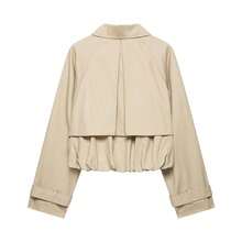 Camellia Autumn New Women's European And American Style Fashion Minimalist Versatile Puff Effect Short Jacket - Khaki - View 2