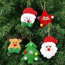 5/10pcs Cute Christmas Tree Hanging Ornaments, Santa Claus Snowman Reindeer Snowflake Decorations, Holiday Atmosphere Decor, With Hanging Rope, Baby Room Decoration - Multicolor - View 1