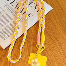 1 Pc Sweet Three‑Color Braided Phone Wrist Strap, Soft Phone Lanyard With Flower Pendant, Anti‑Lost Ornament For Smartphone & Phone Case - Multicolor - View 7