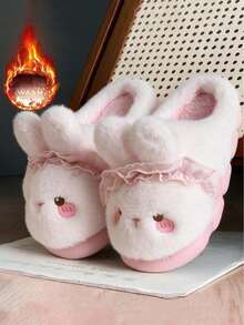 Women's New Low Heel Soft Sole Minimalist Winter Warm Daily Comfortable Casual Autumn/Winter Fur Slippers - Pink - View 1