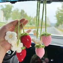 1pc Car Hanging Ornament Handmade DIY Material Kit, Healing Floral Car Decor, All-Season Creative Car Interior Decoration, New Handmade Gift, Essential Beautiful Car Interior Decor, Girls' Favorite - A - View 3
