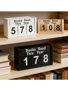 1pc Vintage Creative Wooden Flip Annual Reading Counter Desktop Decor Ornament, For Home Decor, Study Room Decor, Best Holiday Gift - Multicolor - View 4