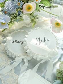 Personalized 6 Inch Wedding Handheld Tambourine With Single Row Metal Jingles & Lace Ruffle Bow, Custom Name Ribbon Tambourine For Wedding Ceremony, Bridal Shower, Reception, Party Favors & Dancing (Drumstick Not Included) - Multicolor - View 11