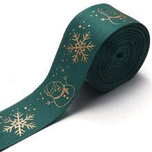 5 Yards 2.5cm Gold Foil Polyester Green Red Christmas Satin Ribbon Bows, Christmas Snowflake Christmas Tree Snowman Print Ribbon Webbing For DIY Christmas Party Decoration Gift Wrapping Bows Crafts - Christmas Collection - View 24