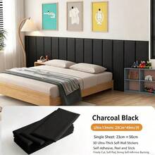 A Set Of 5 Self-Adhesive Wall Panels, Available In Black, White, And Gray, Specially Designed For Headboards. Self-Adhesive Soft Bedside Panels, Soundproof And Collision-Resistant Wall Panels, Removable Without Glue, Perfect For Decoration. - Soft Pack Of 5 - View 9
