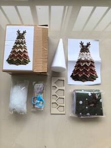 1pc Christmas Tree Fabric Patchwork DIY Kit, Layered Patchwork Desktop Holiday Tree Making Tool Set, Rustic Style Christmas Tabletop Decor, Handmade Material Creative Christmas Gift - Christmas Tree - View 18