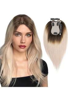 Penutup Rambut Wanita dari Rambut Manusia Asli Ukuran 7x11cm, Model Jepit, Menutupi Akar Rambut Beruban Alami, Rambut Palsu dengan Dasar Renda yang Tak Terlihat dan Bernapas, Panjang 12 Inci, Cocok untuk Rambut Tipis - MultiWarna - View 14