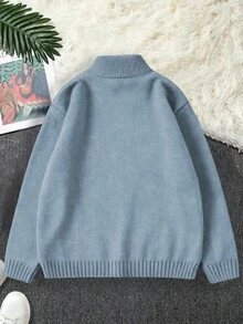 1pc Boys' Fashion Pullover Knit Sweater, Thick Warm Layering Piece For Spring, Autumn, Winter - Multicolor - View 6