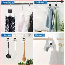 1/2pcs 6-In-1 Rotating Hooks: Wardrobe Belt Storage Hanger - Door Hanger - Multifunctional Wardrobe Belt Hook Tie Scarf Bag Hanger - 6-prong Hook - View 7
