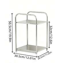Modern Stainless Steel Storage Rack, No Assembly Required Open Bedside Table With Storage Space, Space-Saving Multi-Functional Home Organizer, No Power Needed, Suitable For Sofa Side And Kitchen Practical Storage Rack - Multicolor - View 8