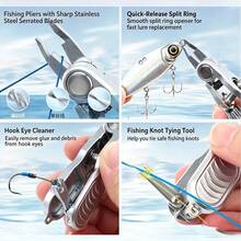 1pc Fishing Pliers, Micro Fishing Pliers With Anti-Loss Lanyard, Fly Fishing Multi-Function Fishing Scissors, Anti-Loss Rope, Stainless Steel Micro Mini Portable Open Ring Pliers - Micro-tweezers - View 8