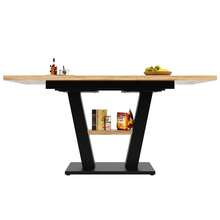 Dining Table Telescopic Table (120-160*75cm), Extendable Table, Extendable To 120-160cm With Aid Of Internal Insert Panels, Kitchen And Living Room, Dining Table With Black Marble Pattern - Black+Natural + MDF - View 10