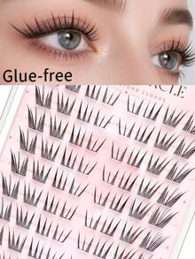 Glue-Free 10-Row 9-14mm C-Curl False Eyelashes, Large Capacity Lightweight Upgraded Lashes, Long-Lasting Lifted Shape, Soft & Comfortable Wear, Natural Fluffy Look For Daily Eye Makeup - C - View 1