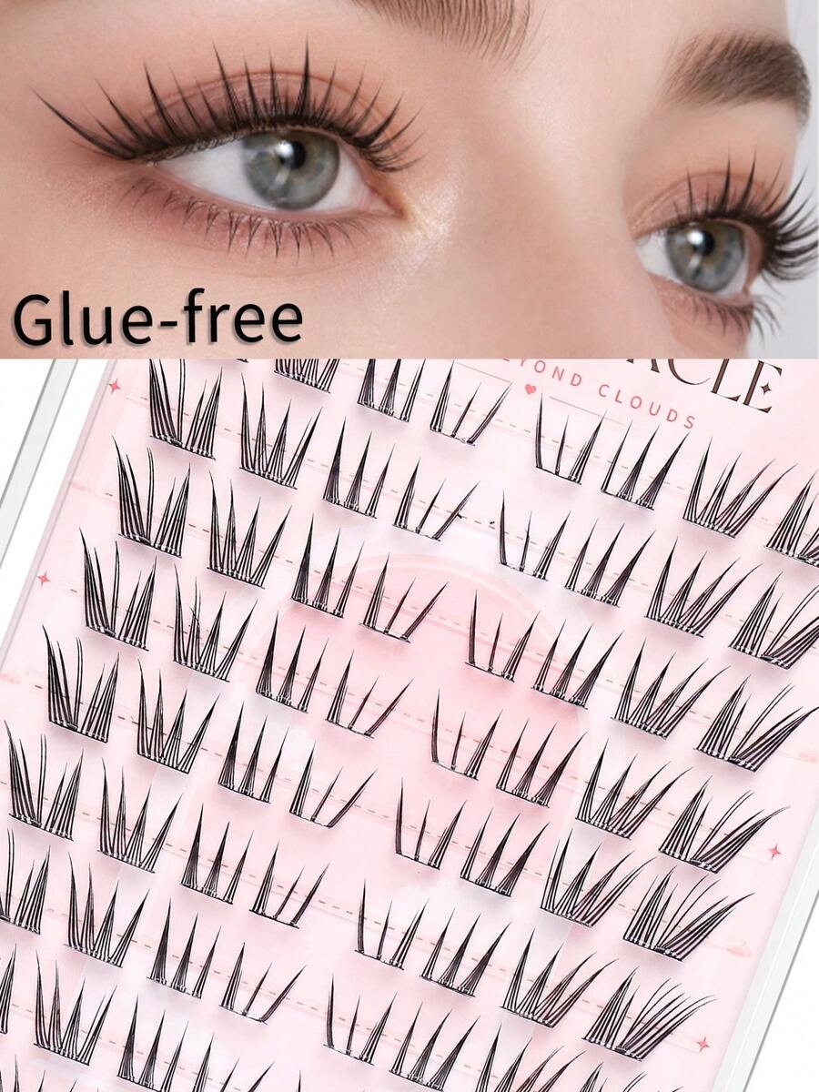 Glue-Free 10-Row 9-14mm C-Curl False Eyelashes, Large Capacity Lightweight Upgraded Lashes, Long-Lasting Lifted Shape, Soft & Comfortable Wear, Natural Fluffy Look For Daily Eye Makeup - C - View 1