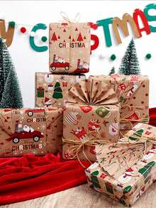 Christmas Gift Wrapping Paper, New Large Roll, Double-Sided Gift Wrapping Paper, Kraft Paper, Suitable For Christmas Gift Wrapping, Christmas Decorations And Christmas Return Gift Wrapping. - One Size Fits All - View 4