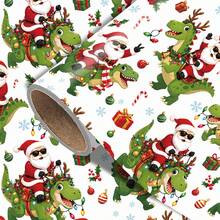 1set Christmas Dinosaur Wrapping Paper Suitable For Xmas Gifts(Includes Stickers), Birthday Party Decorations - Single-Sided Print With Santa Riding Dinosaurs, Snowflakes, Candy Canes & Gift Boxes Design, Multicolor Holiday Gift - The Old Man and the Dinosaur - View 1