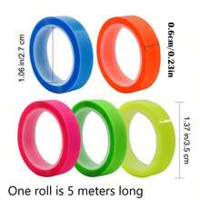 5 Rolls/Pack Color Index Marker Stickers, Removable Fluorescent Colored Labels, Semi-Transparent, Suitable For Reading, Learning, Home, Office, School - one-size - View 2