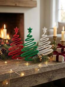 Tabletop Christmas Tree Decor, 3Pcs Mini Spiral Xmas Tree Figurine, Small Minimalist Christmas Ornament For Home Shelf Desk Table Centerpiece, Winter Holiday Party Indoor Decoration, Gift For Her - Christmas Tree Ornament - View 9
