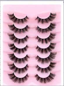 7 Pairs Natural False Eyelashes Long Wear 3D Dense Curly Faux Mink Eyelash Extensions Natural Style Faux Mink Eyelashes Beauty Suitable - Black - View 9