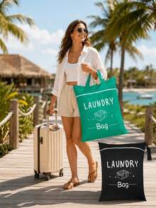 Heavy Duty Large Waterproof Wet/Dry Separated Mesh Laundry Bag, Zippered Handheld Laundry Bag, Portable Storage Bag, Laundry Room Clothing Sorting And Storage, Suitable For Travel, Business Trips, Student Dorms And Bathroom Use - A - View 4