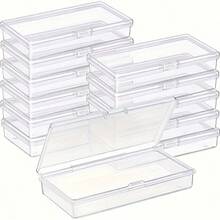 6pcs Transparent Plastic Storage Boxes With Hinged Lids - Clear Storage Boxes For DIY Crafts, Jewelry And Small Items, Secure Snap Closure, Stackable Design For Convenient Storage, Jewelry Storage Box 1PC Pencil Case - Clear - View 1