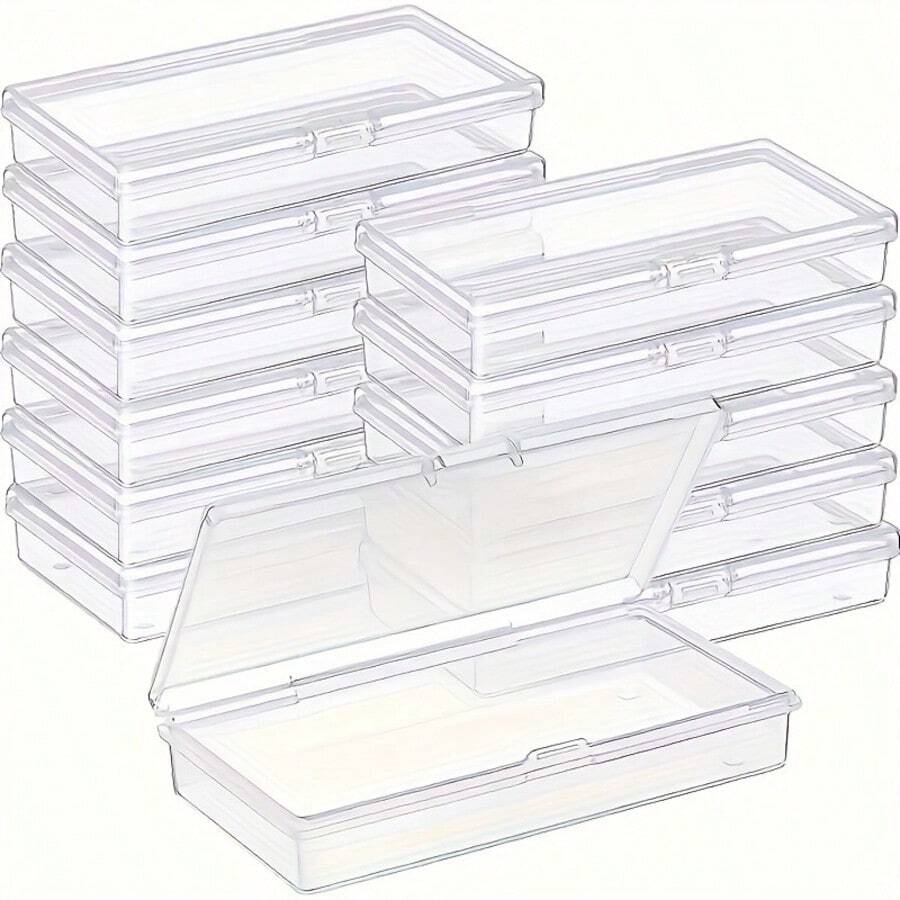 6pcs Transparent Plastic Storage Boxes With Hinged Lids - Clear Storage Boxes For DIY Crafts, Jewelry And Small Items, Secure Snap Closure, Stackable Design For Convenient Storage, Jewelry Storage Box 1PC Pencil Case - Clear - View 1