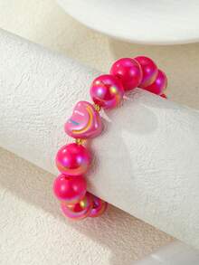 NAIZHU 1/4 buah Gelang Wanita Manik-Manik Resin Berwarna-warni Modis Gaya Kartun Lucu, Cocok untuk Pemakaian Sehari-hari, Gaya Y2K yang Menawan. - MultiWarna - View 8