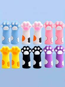 1/6/18Pcs Silicone Pliers Protective Covers - Creative Cute Cat Paw Shaped Small Scissors And Tweezers Protective Covers - Nail Salon Tools And Accessories - Multicolor - View 6