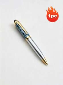 1pc Luxury Retractable Metal Ballpoint Pen, Exquisite Geometric‑Carved Decorative Writing Pen, Smooth‑Writing Office Signature Roller Pen, Portable Elegant Gift Pen For Business, School & Daily Use - Multicolor - View 12