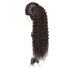 Aplique Rabo de Cavalo Cabelo JENIFER Jerry Curly Longo Fibra Sintética Premium Preto Natural 60cm 130g Castanho Médio - 4# - Marrom - Visão 6