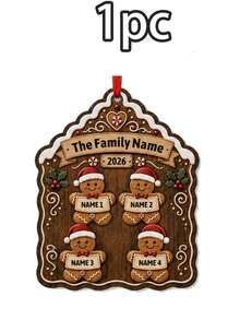 Custom Gingerbread Family Christmas Ornament, Personalized 2-5 Names Holiday Tree Decor, Festive Gingerbread House Style, Customized Family Keepsake, Customizable Name Hanging Ornament, Christmas Home Decor, Holiday Gift 2026, Christmas Decorations - Style D - View 14