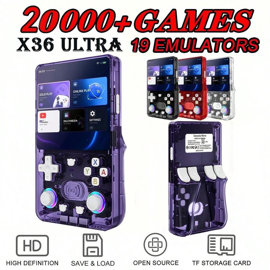 X36Ultra Retro Handheld Game Console, Android Dual System, Supports Wi-Fi Video Streaming, Built-In 20000+ Games, Long Battery Life, Ideal Birthday And Christmas Gift For Adults And Teens - View 1
