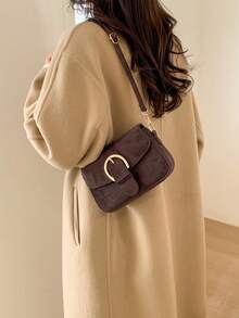 Women's Flap Small Handbag, Fashion Belt Buckle Decor Square Bag, Shoulder Crossbody Bag,Bags For Woman,Brown Bag - Coffee Brown - View 6
