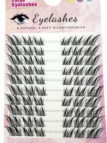 30pcs Cluster False Eyelashes, Fox Cat Eye Style, Natural Makeup Look, Suitable For Cosplay And Anime Style, Fluffy And Delicate, Single Strand Natural Long Faux Mink Fur Feel, Dense And Fine False Eyelashes - D - View 2