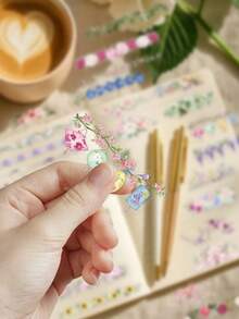 50pcs Lace Stickers For Notebook, Planner, Diary, Scrapbook, Tablet, Luggage, Laptop, Holiday Doodle, Self-Adhesive Sealing Stickers - Lace - View 5
