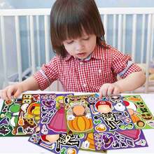 SUPER MARIO BROS. 1set/6pcs Cartoon Character DIY Puzzle Stickers, Princess Fun Disguise Play, Suitable For Hand Accounts, Notebook Decoration. Party Fun Gift With High Playability. Halloween, Christmas, Thanksgiving And Other Festivals (Stochastic Style) - Multicolor - View 4