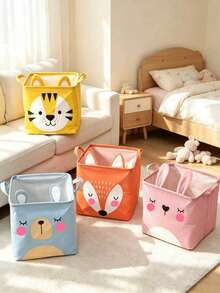Cute Cartoon Animal Foldable Storage Basket, Waterproof Fabric Children's Toy Storage Bin With Handles, Suitable For Nursery And Bedroom - Multicolor - View 7