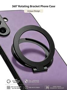 1pc Purple Ratchet Click Stress Relief Phone Case Cover, Adjustable Large Ring Stand Phone Case Compatible With Apple 13, Portable Anti-Drop Apple 17 Pro Max Phone Case, Fashion Apple 16 Phone Case Shell, Android Smartphone Protective Case, Versatile Phone Case, Comfortable Leather Phone Accessory Compatible With Samsung Galaxy A17, Practical Honor Phone Accessory - Purple - View 8