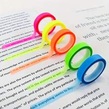 5 Rolls/Pack Color Index Marker Stickers, Removable Fluorescent Colored Labels, Semi-Transparent, Suitable For Reading, Learning, Home, Office, School - one-size - View 10
