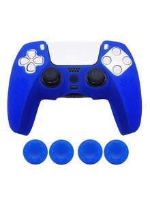 Compatible With PlayStation 5, 1pc Game Controller Silicone Protective Case + 4pcs Joystick Caps Set, Anti-Slip Anti-Scratch Anti-Sweat Anti-Dust, Enhanced Gaming Operation Feel - View 1