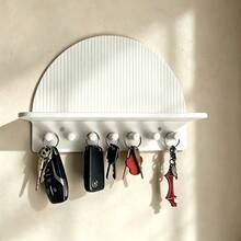 Curved Storage Wall Rack - Modern And Minimalist Entrance Key Hook Rack - With Countertop And Storage Divider - Wall-Mounted Storage Rack For Organizing Small Items In The Entry Bedroom And Office Area - A - View 4
