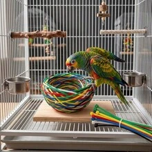 200pcs Random Color DIY Plastic Zip Ties Bird Nest Building Educational Toy, Boredom Relief, Chewing & Foraging Enrichment Accessory, Nesting Material For Parrots, Small Parrots, Cockatiels, Lovebirds And Other Small Pet Birds Cage Play - View 3