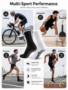 6 Pairs/10 Pairs Men's Non-Slip Rubber Sole Football Socks, Sports Socks - Multicolor - View 4