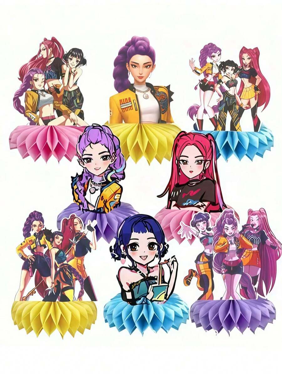Mattel Kpop Demon Hunter Honeycomb Decor Birthday Party Tabletop Decoration Honeycomb Stand Party Gathering Scene Paper Honeycomb - View 1