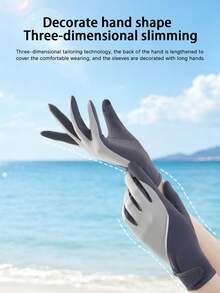 1 Pair Women's Ice Silk UV Protection Gloves, Anti-Slip, Touchscreen Compatible, Thin Summer Style For Driving, Cycling And Electric Scooter - A - View 3