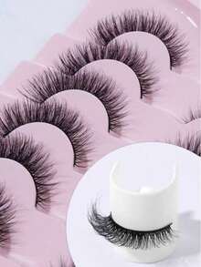 7 Pairs 15mm Cat Eye False Eyelashes - Black - View 5