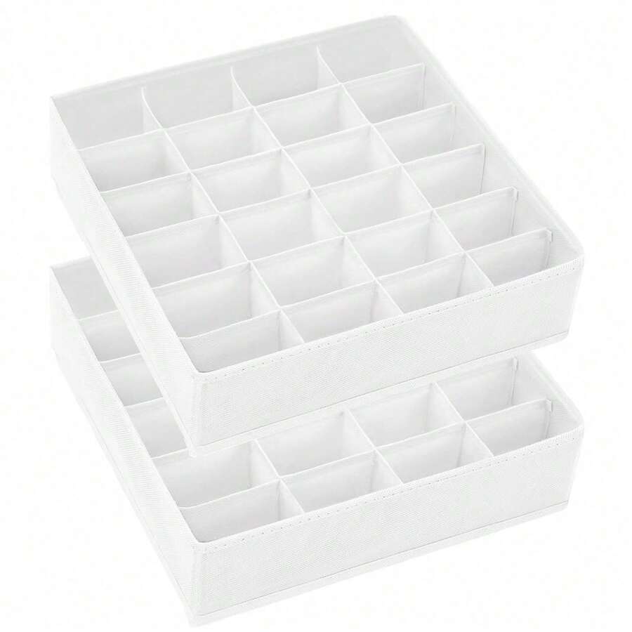 1/2 Pack Socks Drawer Organizer Divider White Underwear Storage Rack, 24 Grid Wardrobe Storage Rack And Storage Organizer Socks Rack, Can Be Used To Store Socks, Handkerchiefs, Ties, Belts, Etc.